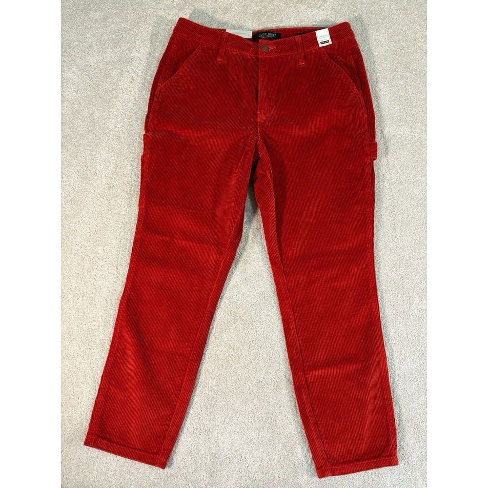 Judy Blue Womens Corduroy Carpenter Pant Size 29‎ Red Slim Fit Stretch NWT